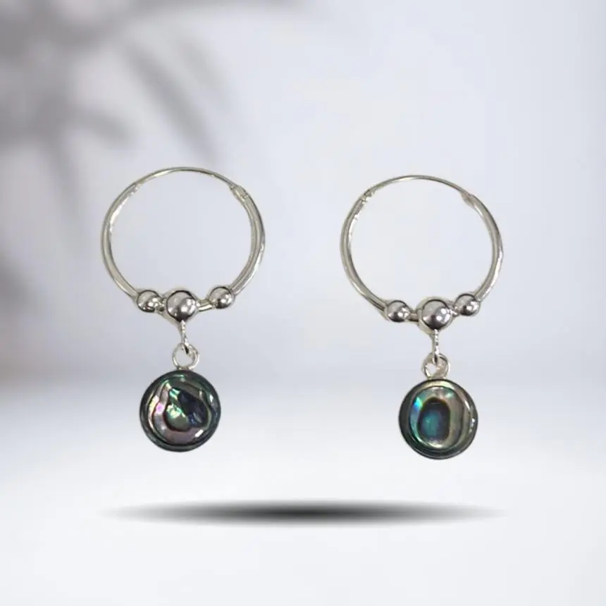 Brinco argola pingente abalone