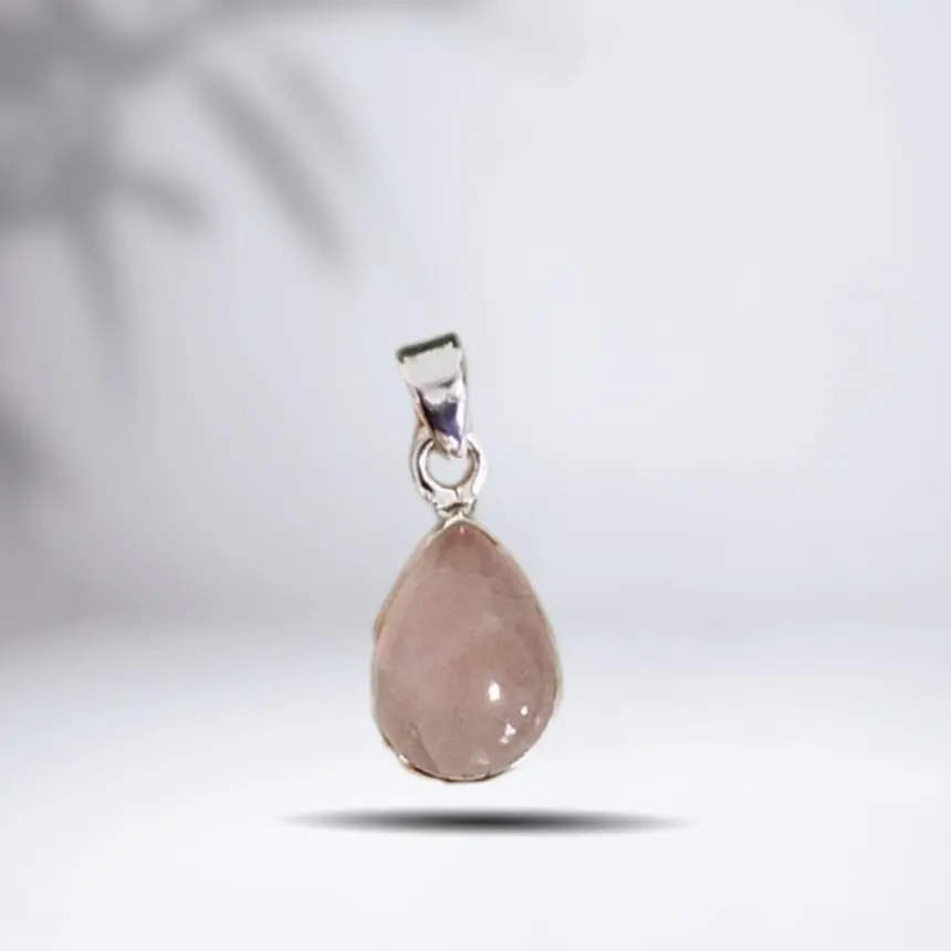 Pingente Gota Quartzo Rosa