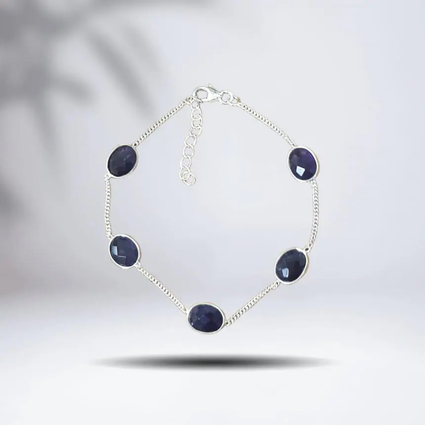 PULSEIRA PEDRA AMETISTA OVAL ESPAÇADAS