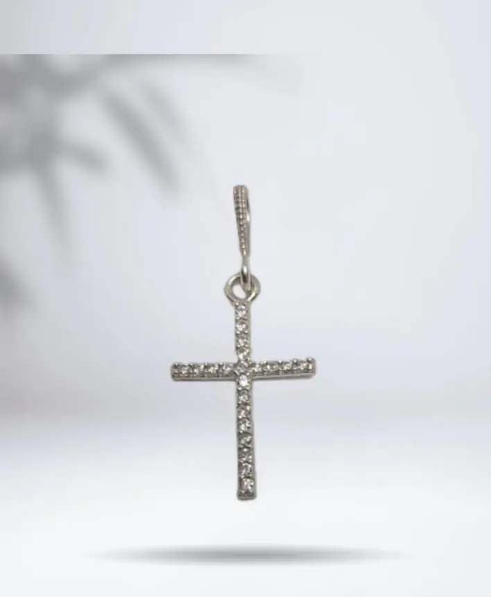 Pingente de Cruz Cravejada em Zirconia Branca P