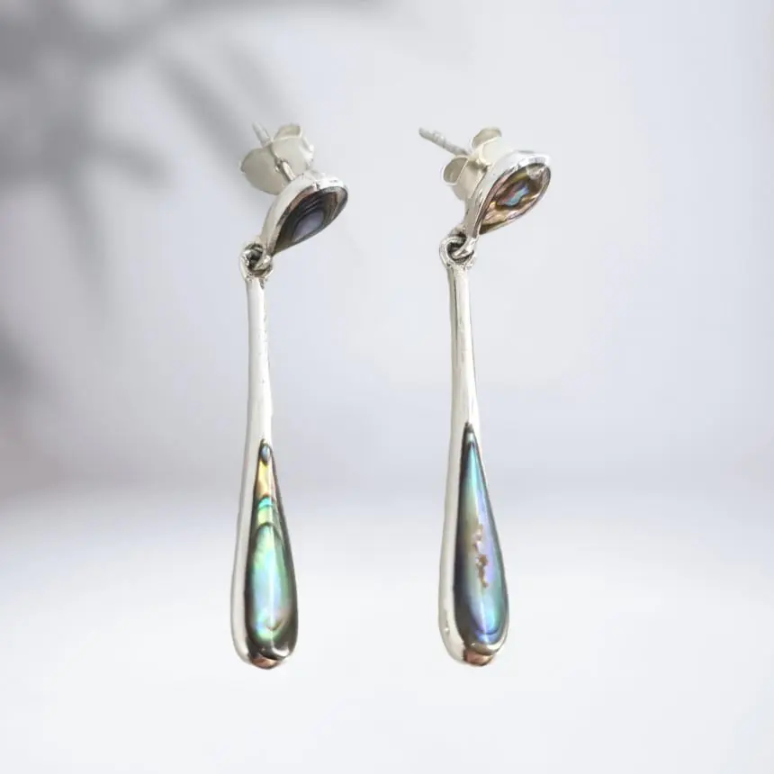 Brinco Alongado com Pedra Abalone