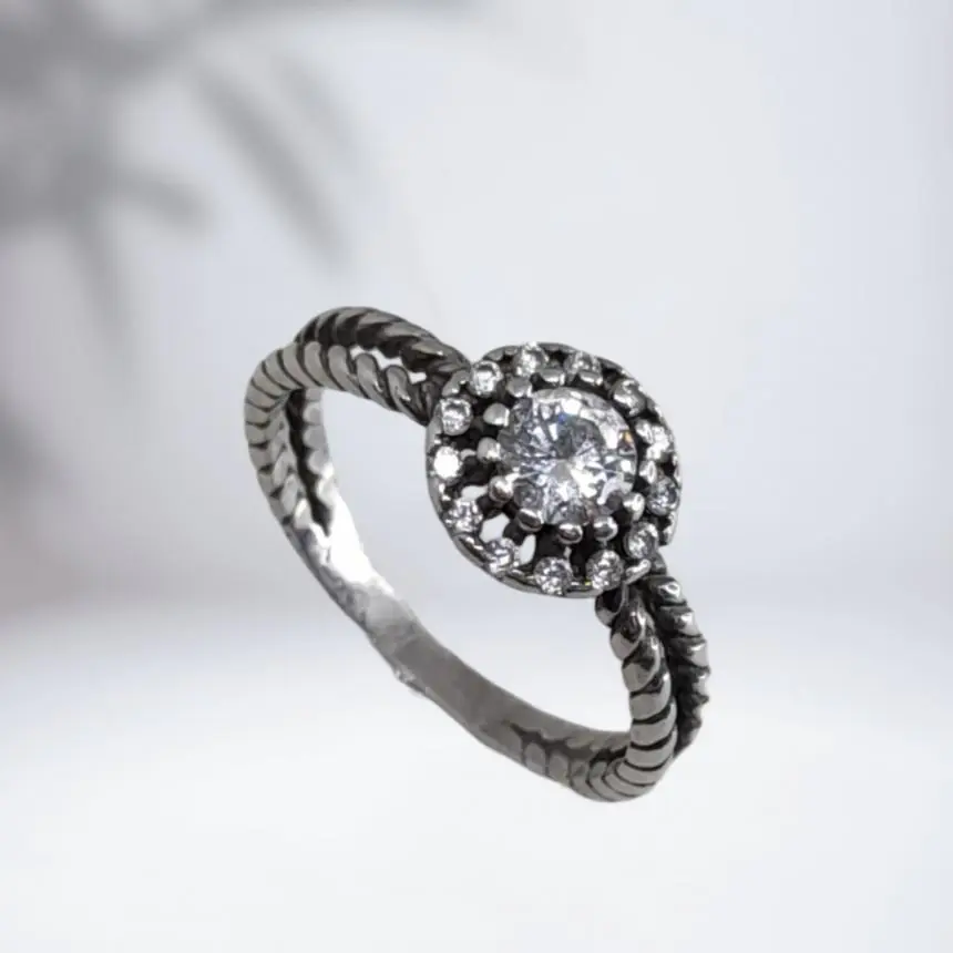 Anel solitario Bali micro zirconia