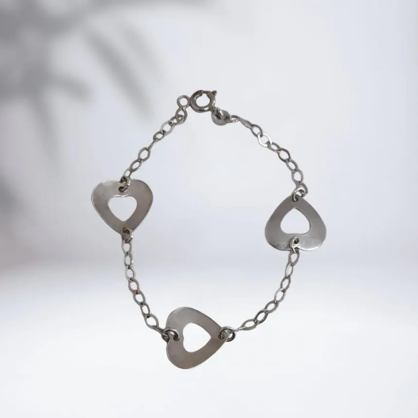 Pulseira 3 corações vazados