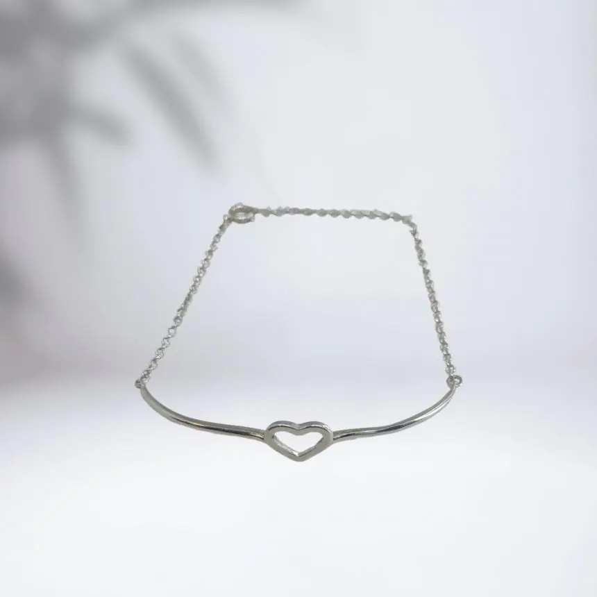 Pulseira aro coração vazado