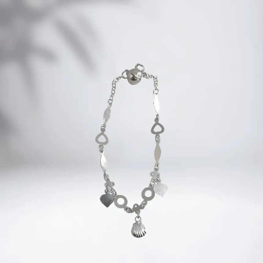 Pulseira corações e concha