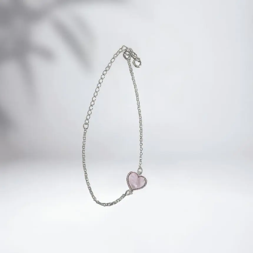 Pulseira coração rosa bebe