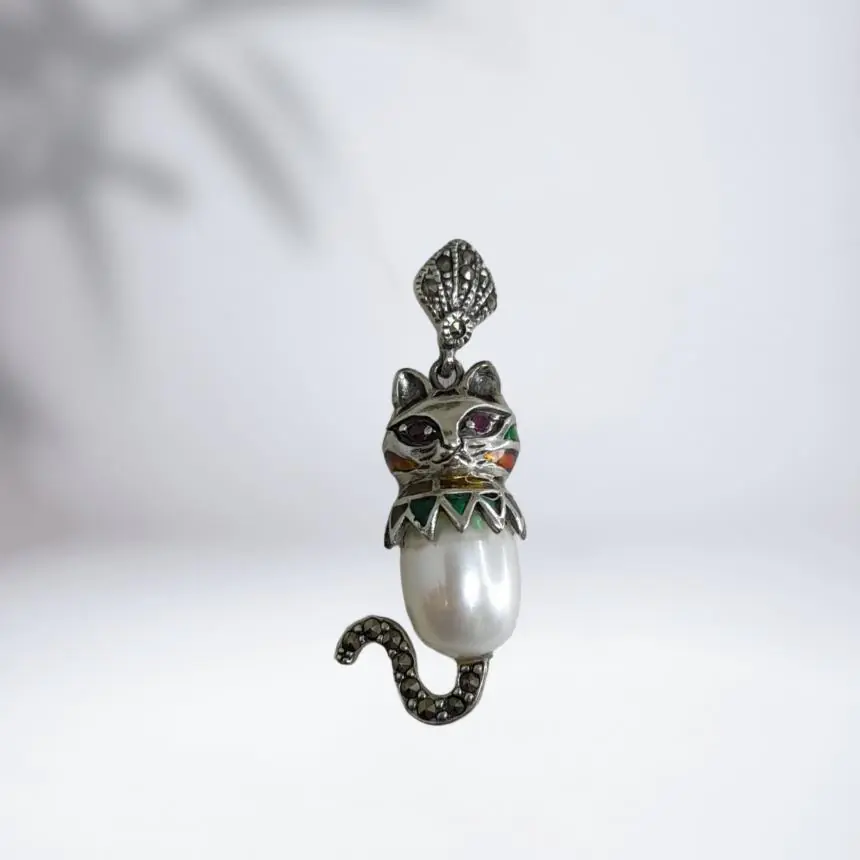 Pingente gato Murano com Madreperola