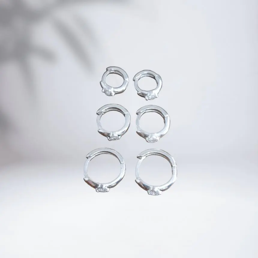 Trio argolinha click ponto zirconia