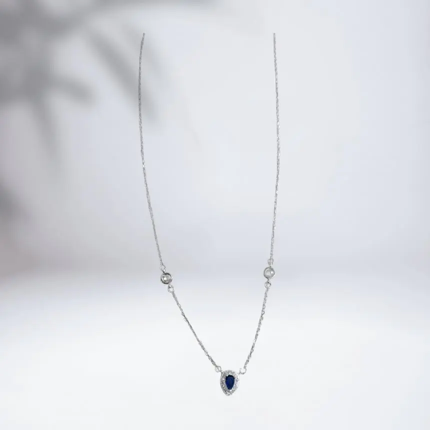 Colar gota cravejda azul