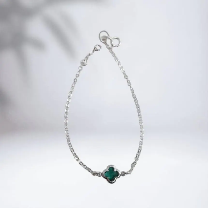 Pulseira trevo zirconia verde