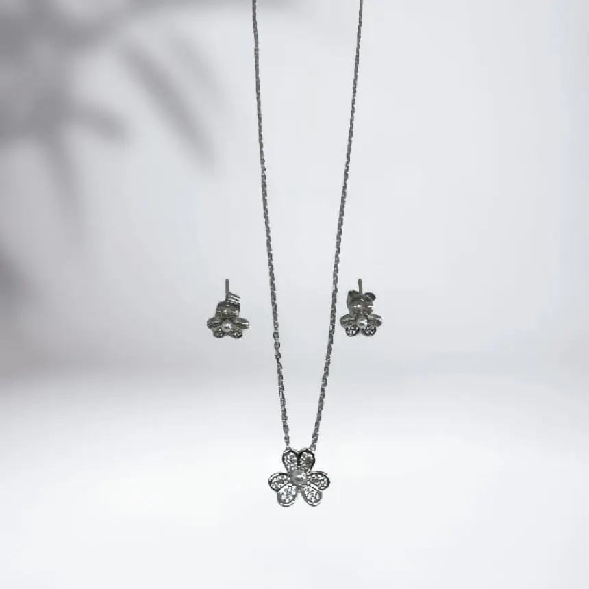Conjunto flor microzirocnia miolo perola