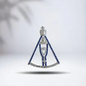 Pingente Nossa Senhora cravejada zircônia azul e branca - Código 1018