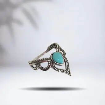 Anel trabalhado turquesa gota