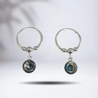 Brinco argola pingente abalone - Código 1071