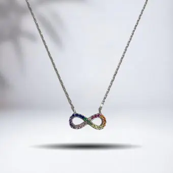 Colar infinito cravejado zircônia colorida - Código 1083