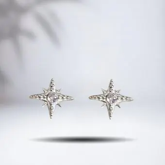 Brinco pino estrela cadente ponto de luz - Código 1191