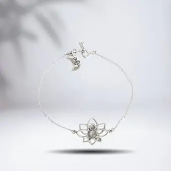 PULSEIRA FLOR DE LOTUS PEDRA DA LUA - Código 1247
