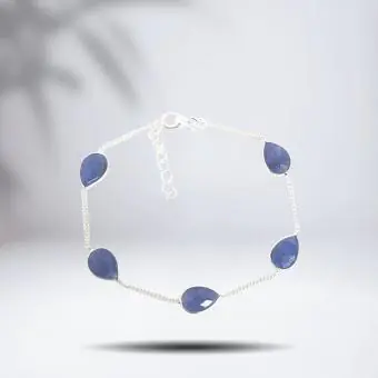 PULSEIRA PEDRAS SAFIRA FORMATO GOTA COM EXTENSOR - Código 1250