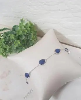 PULSEIRA PEDRAS SAFIRA FORMATO GOTA COM EXTENSOR