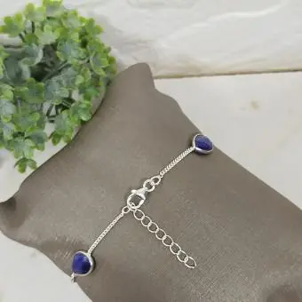 PULSEIRA PEDRAS SAFIRA FORMATO GOTA COM EXTENSOR