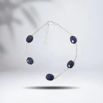 PULSEIRA PEDRA AMETISTA OVAL ESPAÇADAS - Código 1263