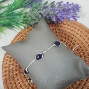 PULSEIRA PEDRA AMETISTA OVAL ESPAÇADAS