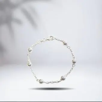 PULSEIRA PRATA BRANCA BOLAS ESPAÇADAS - Código 1288