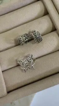 Brinco Argola Click Borboletas Vazadas Prata Bali M