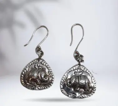 Brinco Elefante Anzol Prata Bali - Código 1439