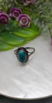 Anel Turquesa Pedra Oval M, Prata925