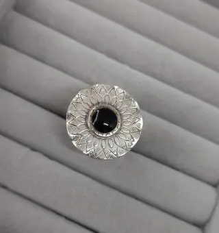 Anel Mandala Pedra Onix Regulável