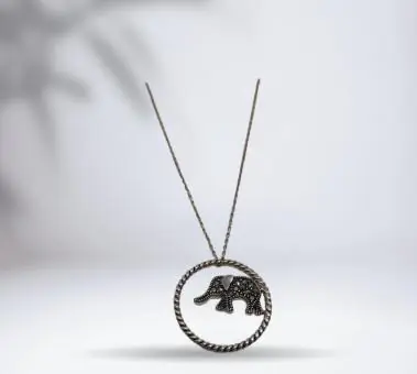Colar de Elefante com Marcassitas em volta - Código 1476