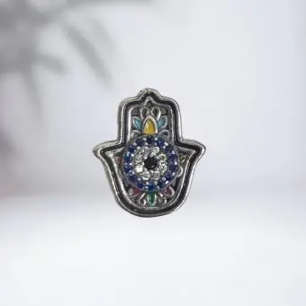 BERLOQUE MAO DEUS OLHO CRAVEJADO AZUL - Código 1483