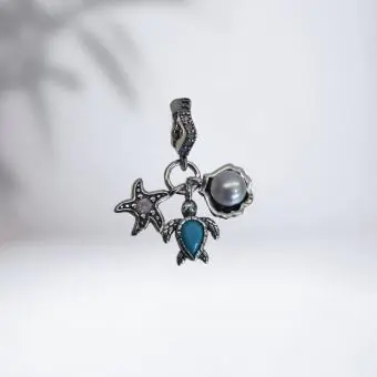 BERLOQUE TARTARUGA, CONCHA COM PEROLA E ESTRELA MAR - Código 1484