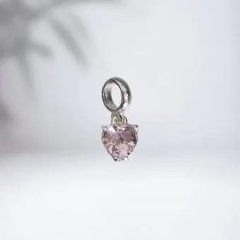 BERLOQUE CORAÇÃO ROSA ZIRCONIA - Código 1487