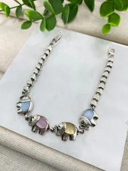 Pulseira Elefante com Madrepérolas Rosa, Azul e Amarelo