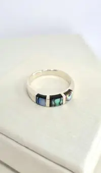 Anel Aliança Pedra Abalone