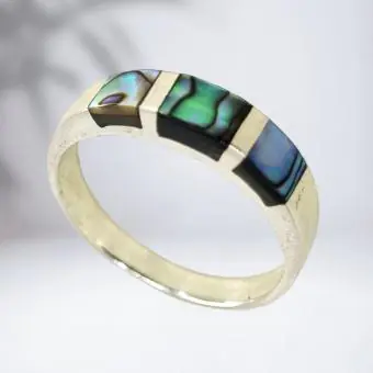 Anel Aliança Pedra Abalone - Código 1525