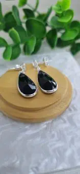 Brinco Gota Zirconia Pedra Onix