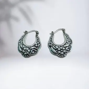 Brinco argola Floral Eletroformação - Código 1555