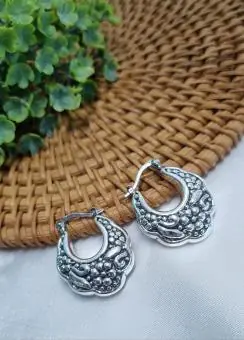 Brinco argola Floral Eletroformação