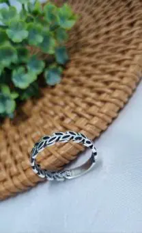 Anel Bali Aliança Mini Folhas