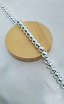 Pulseira Bola Prata oca 6mm