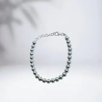 Pulseira Bola Prata oca 6mm - Código 1571