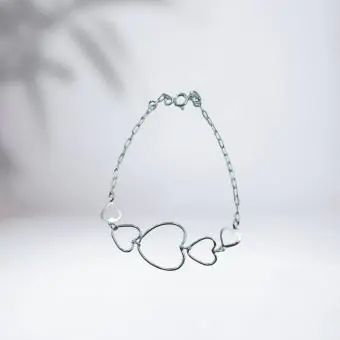 Pulseira corações vazados - Código 1584