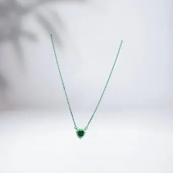 Colar ponto de Luz Coração Verde - Código 1592