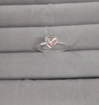 Anel Coração Zirconia Rosa