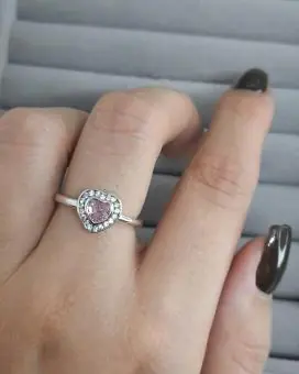 Anel Coração Zirconia Rosa