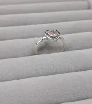 Anel Coração Zirconia Rosa