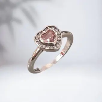 Anel Coração Zirconia Rosa - Código 1600